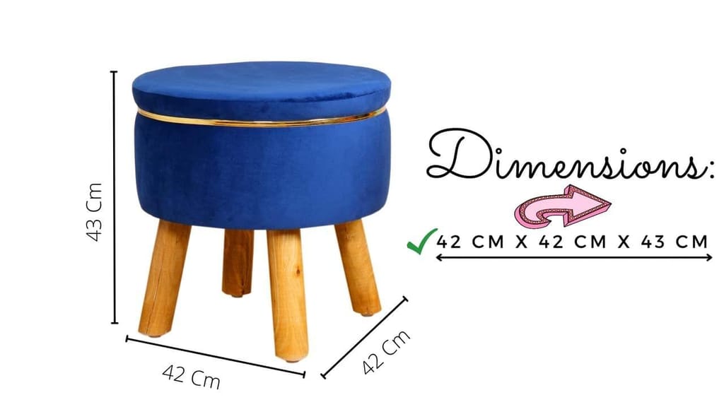 ShadowKart Ottoman Pouffes For Sitting Stool For Living Room Poof Sitting Puffy Mudda Wooden Stools Chair Living Room Poof Furniture Footrest Pouf Foot Stool For Office Room Decor, 16x16x17 inch, Blue view 2