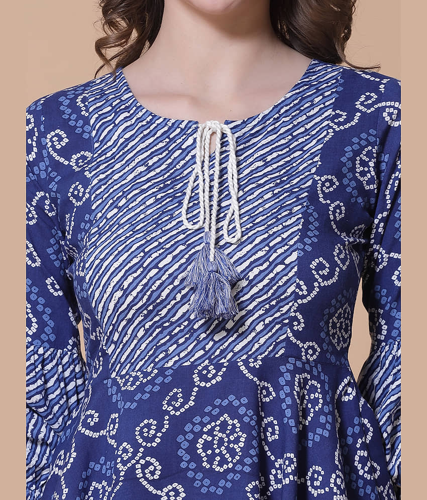GOD BLESS - Blue Rayon Women's A-Line Top ( Pack of 1 ) view 2
