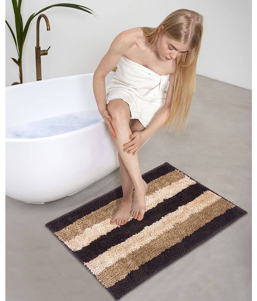 Aazeem Antiskid Cotton Bath Mat 40x60 cm ( Pack of 2 ) Black view 2