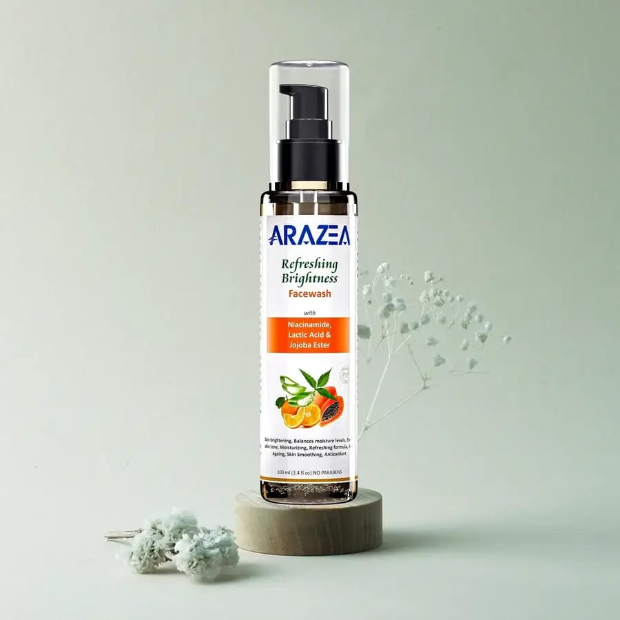 Arazea Refresh Brightening Face Wash with Lactic Acid, Niacinamide &amp; Jojoba Ester | Women &amp; Men | 100 ml
