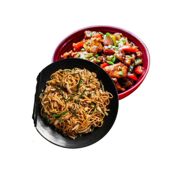 Chicken Manchurian Dry With Noodles Meal