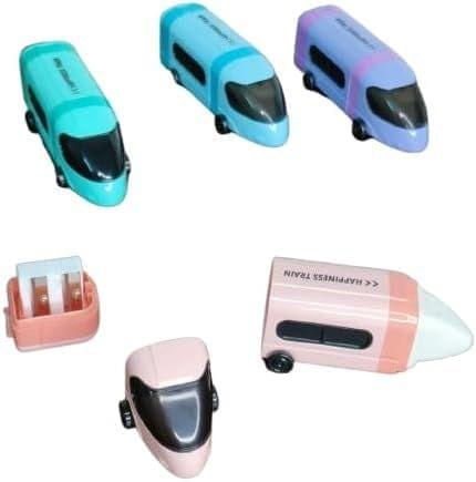 Kids' Multicolour Train Shaped Double Sharpener with Eraser view 2