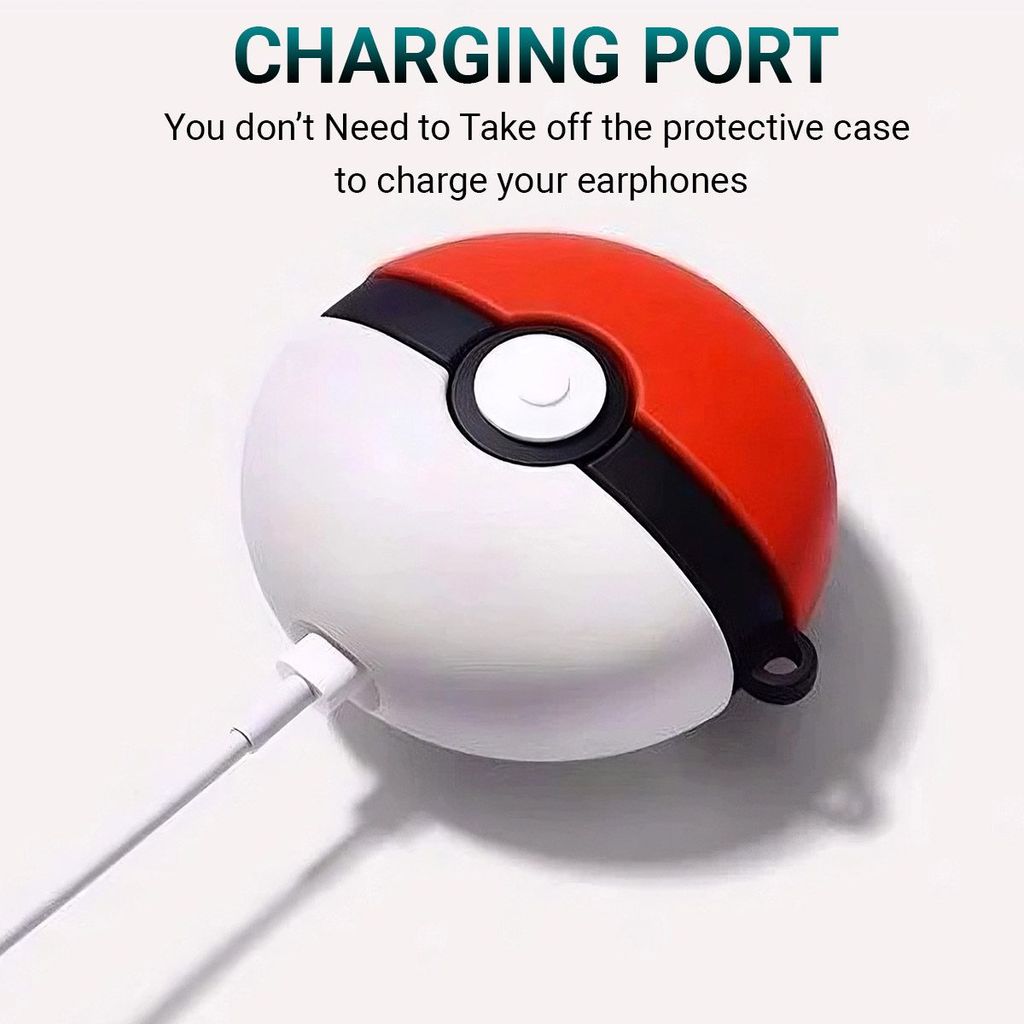 LIRAMARK Cute Cartoon Design Case Cover for Airpods Pro 2 Case (2023/2022), Designer AirPods Pro 2nd Generation Cover (Pokemaon Ball) view 2