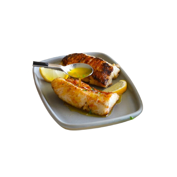 Grilled Fish Steak With Lemon Butter Sauce