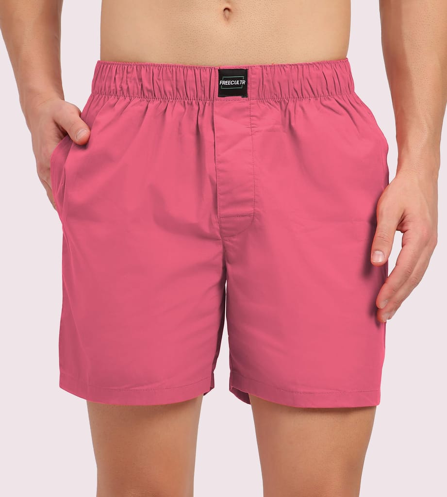 Freecultr Regular Fit Ultralight All Day Boxer Shorts for Men | 100% Cotton Fabric, Dual Deep Side Pocket, Microfibre Waistband Pack of 1-Malibu Peach view 2