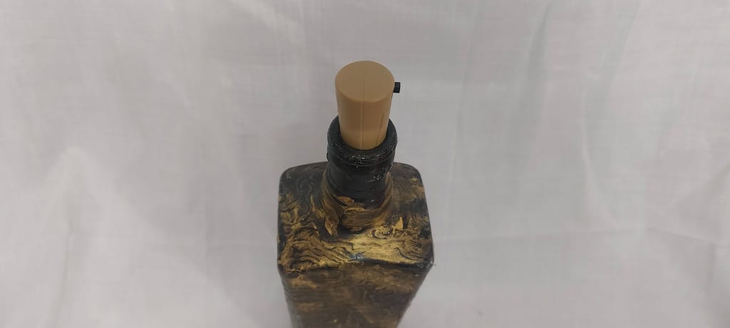 Unique Hand Painted Glass Bottle with Golden Lotus Flower Design view 2