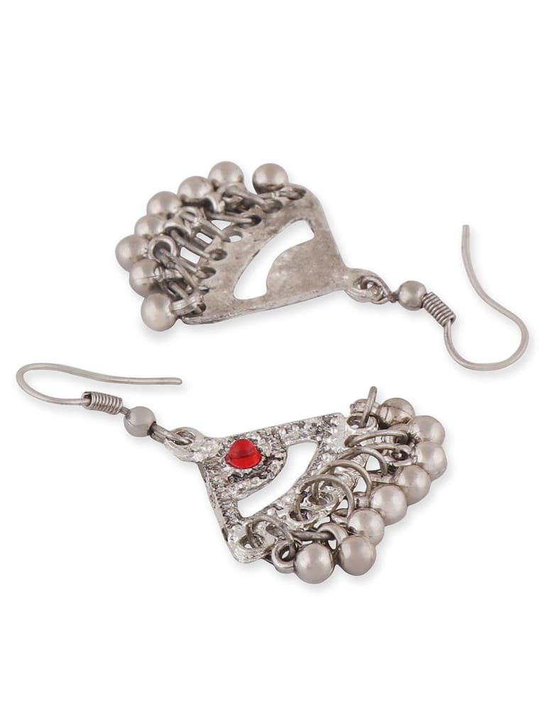 Cardinal Oxidized Silver Color Multicolor Stone Long Necklace Set view 2