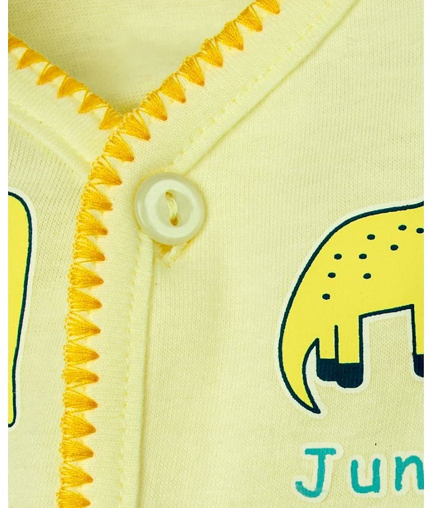 mustmom - Yellow Cotton Unisex T-Shirt & Shorts ( Pack of 2 ) view 2
