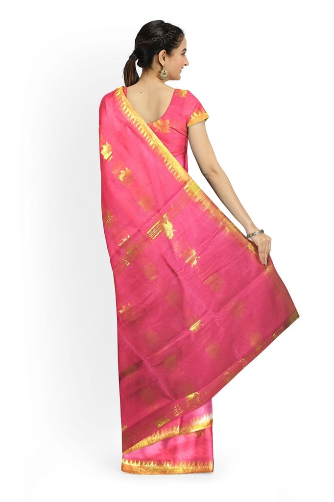 Handloom Saree On A Pink Base view 2
