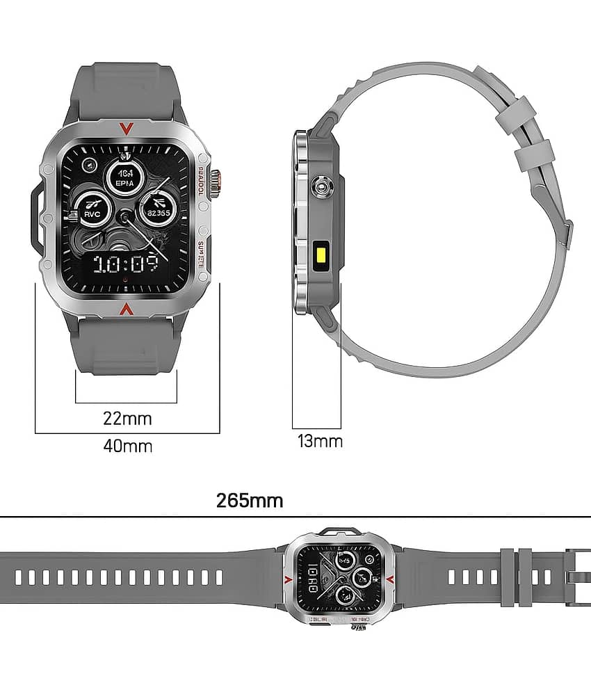 OLIVE OPS Sports Edition Smartwatch | Heart Rate | Steps | Wireless Charging Smartwatch (Black-Grey Strap, 1.73 Inch Big Sunlight Proof Display) view 2