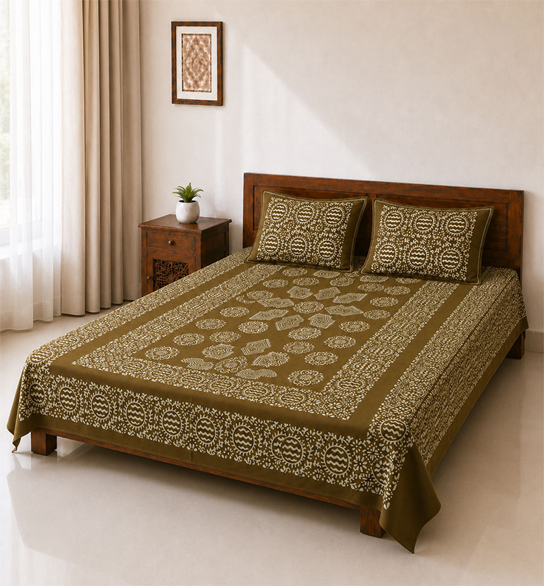 Handcrafted Batik Cotton Double Bed Bedsheet view 2