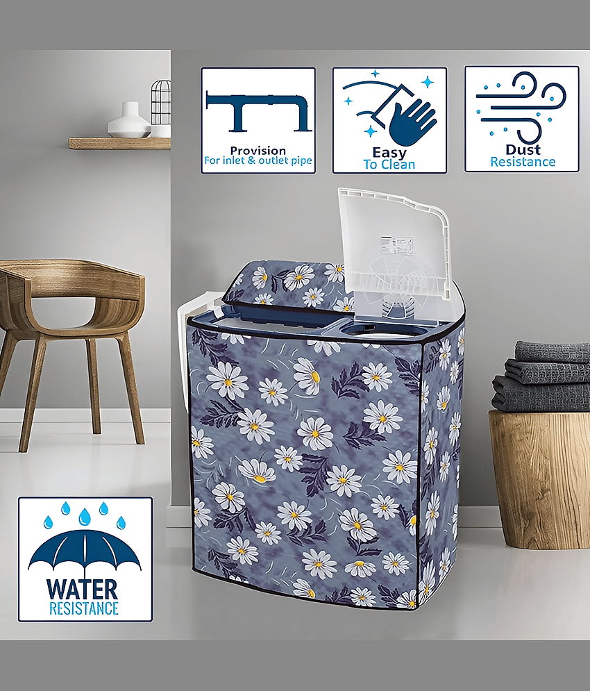 ENTICE Semi-Automatic Washing Machine Cover Compatiable For 8 kg - Blue view 2