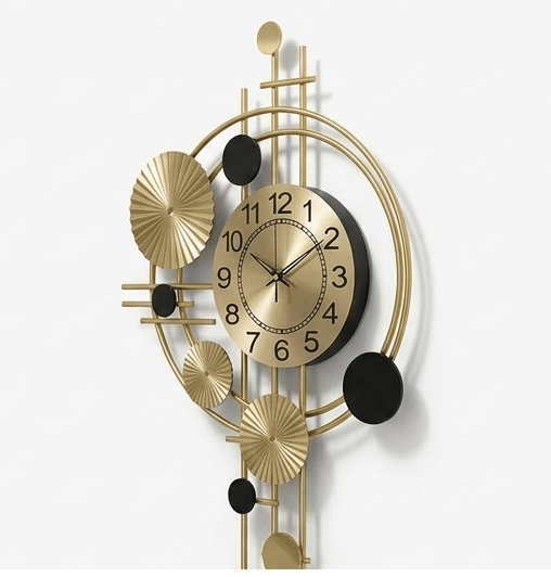 Artisan Golden Radiance Wall Clock – Luxury Geometric Metal Art view 2