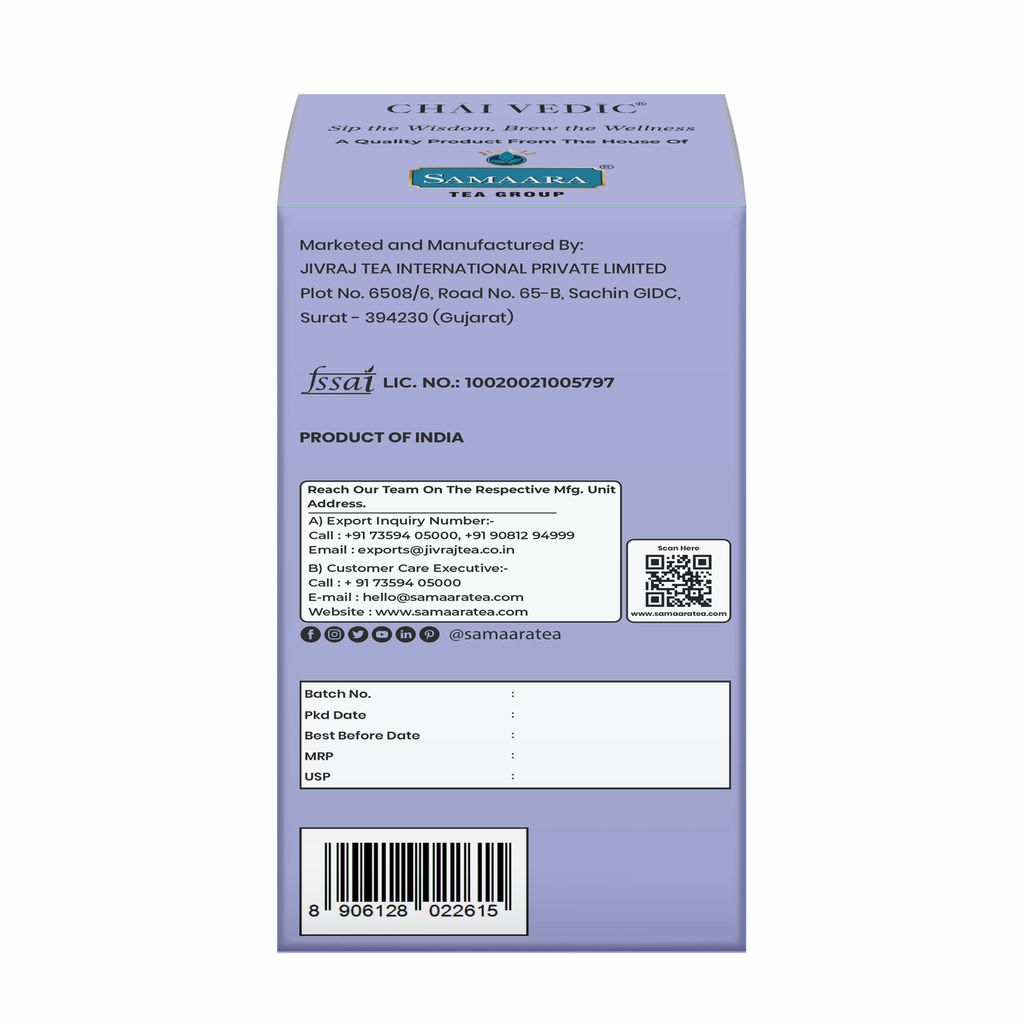 Chai Vedic Butterfly Pea Flower and Ashwagandha Herbal Infusion Tea, Clarity Blend, Tea Bags view 2