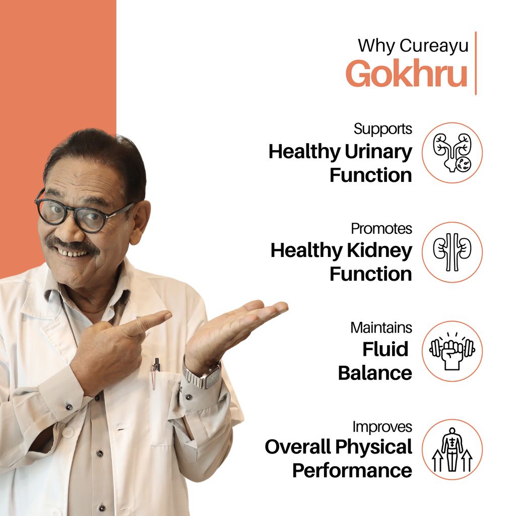 Cureayu Gokhru Capsules | Ayurvedic Support for Kidney Health | Boosts Urinary Flow & Vitality view 2
