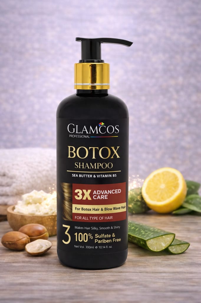 Glamcos Professional Botox Shampoo with Shea Butter & Vitamin B5 – 3X Advanced Care for Smooth, Shiny & Frizz-Free Hair (300 ml) view 2