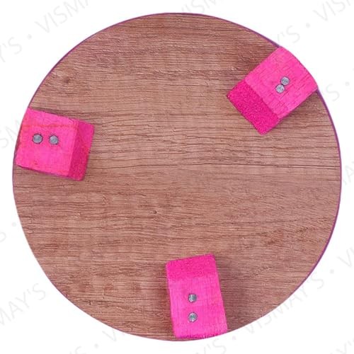 VISMAY'S Wooden Small Size Rolling Pin, Belan and Rolling Board, Chakla for Cooking Purpose_Specially for Kids (Colors Assorted) Color - Brown view 2
