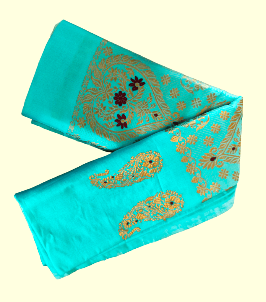 Paat Mekhela chadar (Light Blue color) view 2