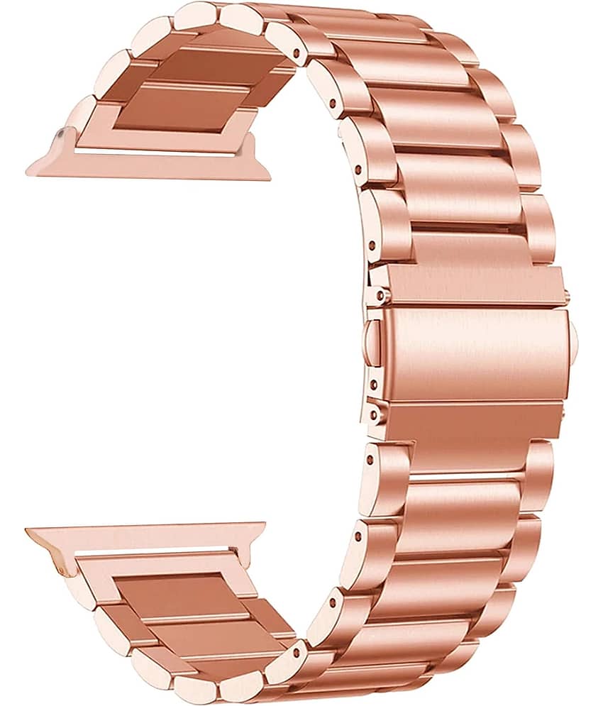 Lorenz Premium Stainless Steel Strap 42/44/45/49mm Compatible | Metal Link Bracelet Band with Butterfly Clasp | Adjustable Durable Band for Series 1-9, SE & Ultra (Rose Gold) view 2