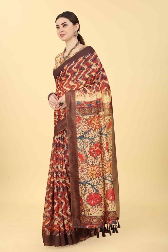 Women's Kalamkari Digital Printed Saree view 2