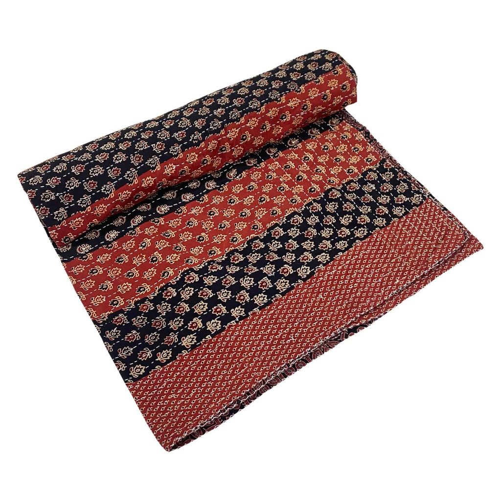 Garvi Gurjari (A Gujarat Govt Enterprise Maroon and Black Cotton Patchwork Quilt view 2