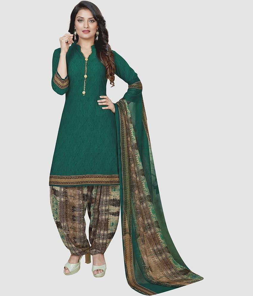 Kkrish Unstitched Crepe Printed Dress Material - Green ( Pack of 1 )