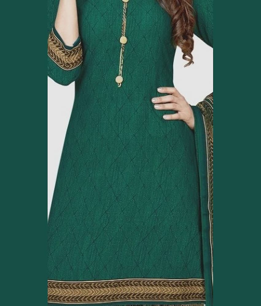 Kkrish Unstitched Crepe Printed Dress Material - Green ( Pack of 1 ) view 2