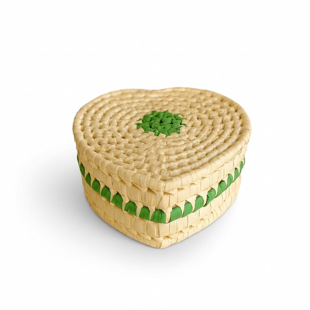 Palm Heart Storage Box – Handwoven Eco-Friendly Gift Organizer view 2
