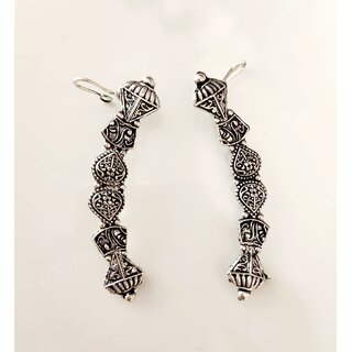 Oxidized silver- plated pink stone maangtika Earcuff Combo (set pack of 1) view 2