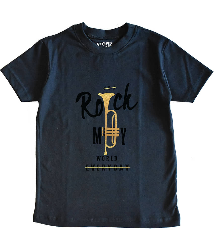 ETCHED DESIGN Pack of 1 Boys Cotton Polo T-Shirt ( Navy Blue ) view 2