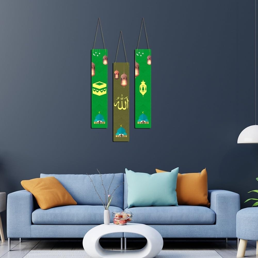 Charmor Religious Designer Wall Hanging Decoration Items for Home | Gifts | Bedroom | Wooden | Living Room | Artworks (WH4806),Set of 3 view 2