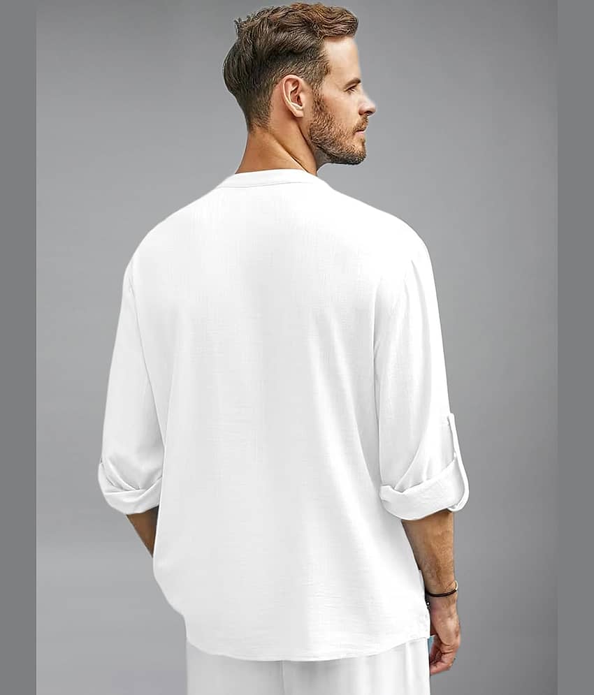 Vida Loca Cotton Blend Plain Shirt Style Kurta For Men ( White ) view 2