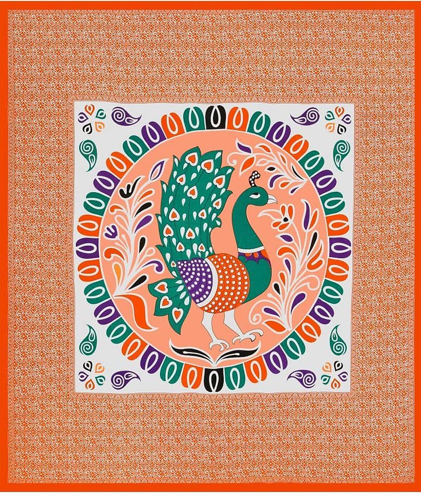 Cosito Cotton 1 Double Bedsheet with 2 Pillow Covers ( Orange ) view 2