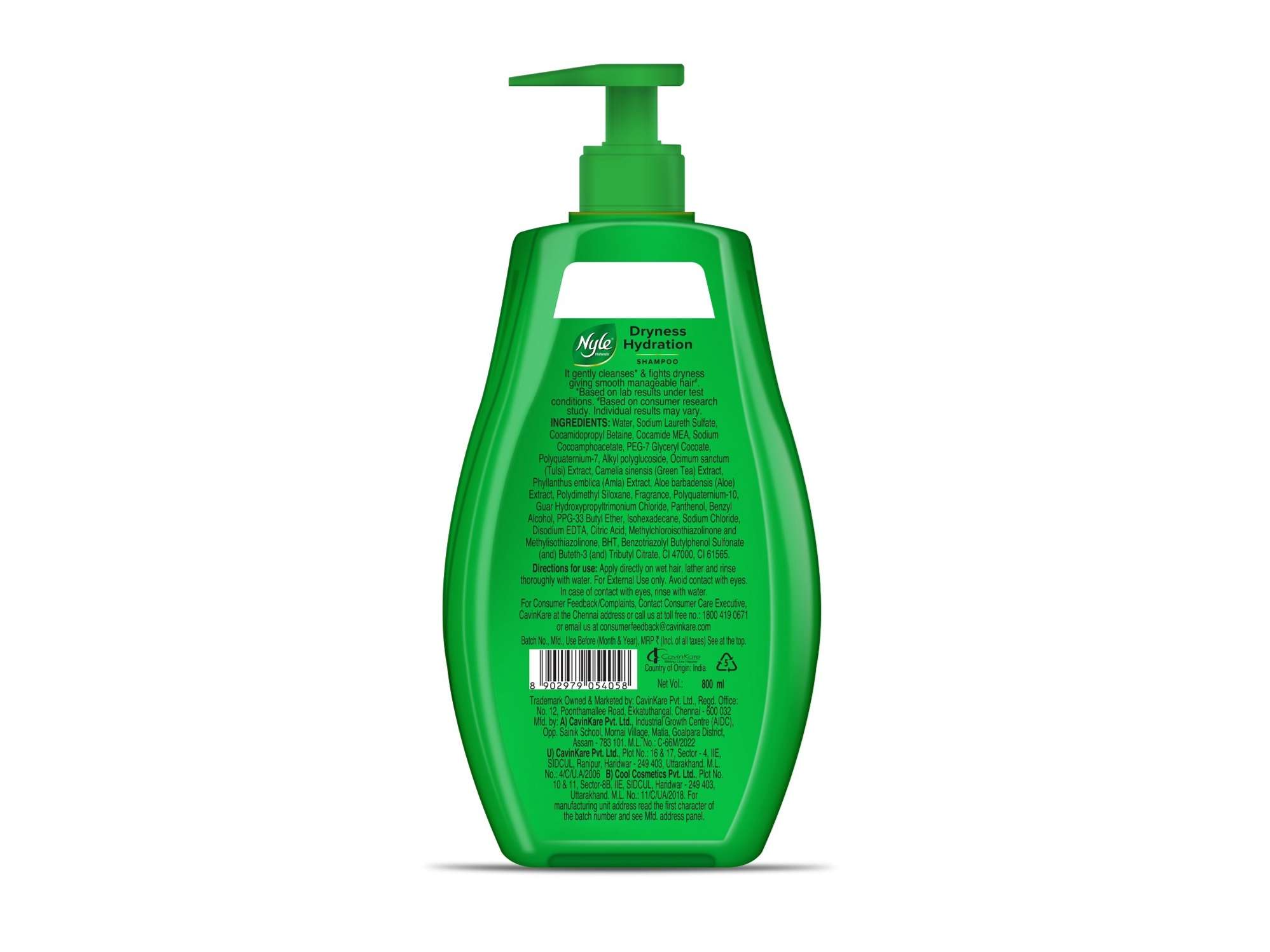 Nyle Naturals Dryness Hydration Shampoo, with Tulsi, Amla and Aloe Vera, pH Balanced and Paraben Free, For Men & Women, 800 ml view 2