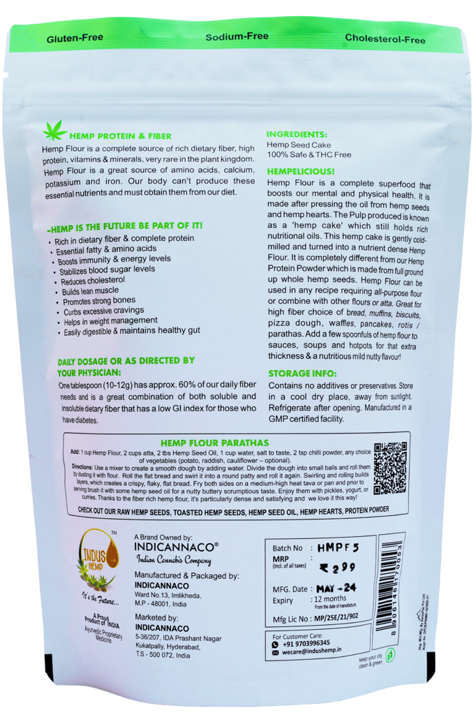 Indus Hemp-Natural Hemp Seed Powder| Hemp Seed Flour | Improves Digestion & Gut Health | Vegan and Gluten-free | 12g Protein | 12g Omegas 3 6 9 Per Serving | 20 Amino Acids | 21 Anti Oxidants | Reduces Cholesterol | High Fibre | view 2