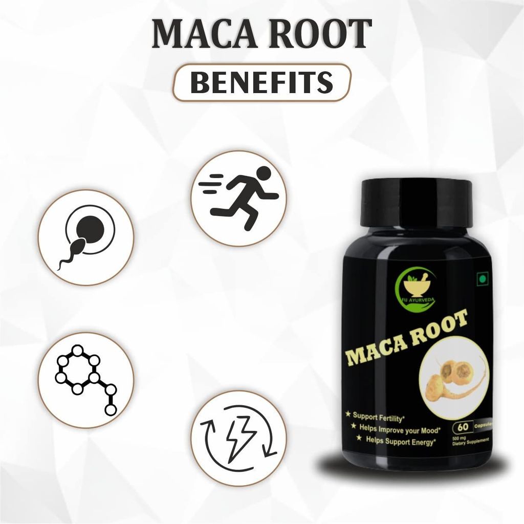 FIJ AYURVEDA Maca Root Extract Capsule Dietary Supplement for Men & Women � 500mg 60 Capsules (Pack of 2) view 2