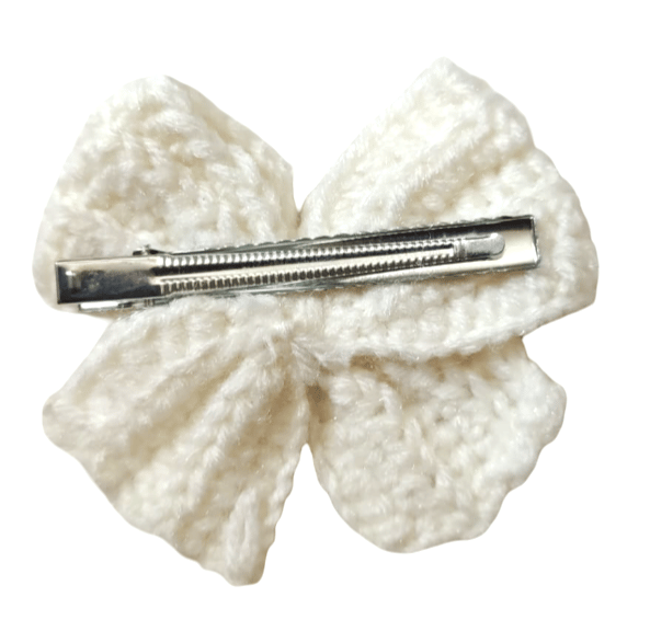 Handmade White Bow Hair Clip ( PACK OF 2) view 2