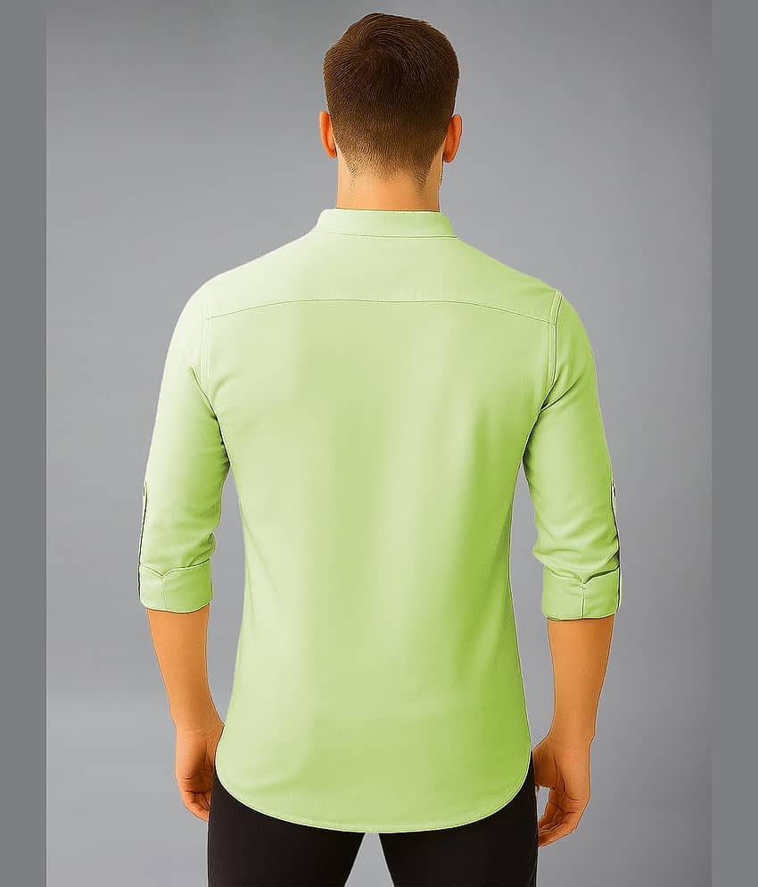Vida Loca Cotton Blend Plain Shirt Style Kurta For Men ( Turquoise ) view 2