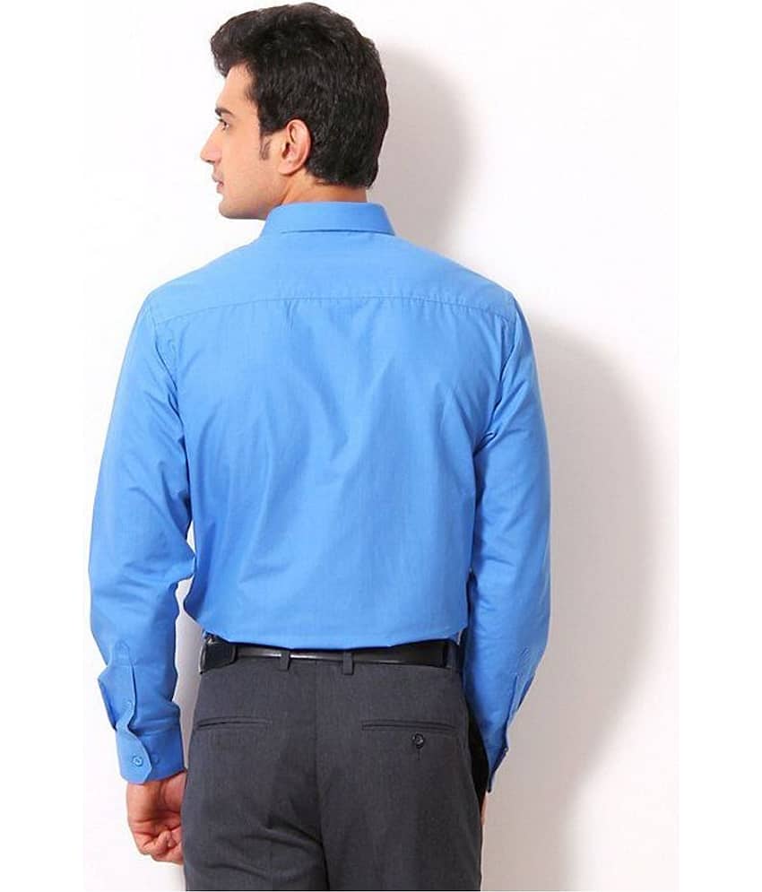Makhanchor - Blue Cotton Slim Fit Men's Formal Shirt (Pack of 1) view 2