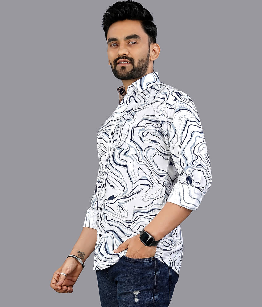 ADWYN PETER 100% Cotton Regular Fit Printed Full Sleeves Men's Casual Shirt - Dark Blue ( Pack of 1 ) view 2