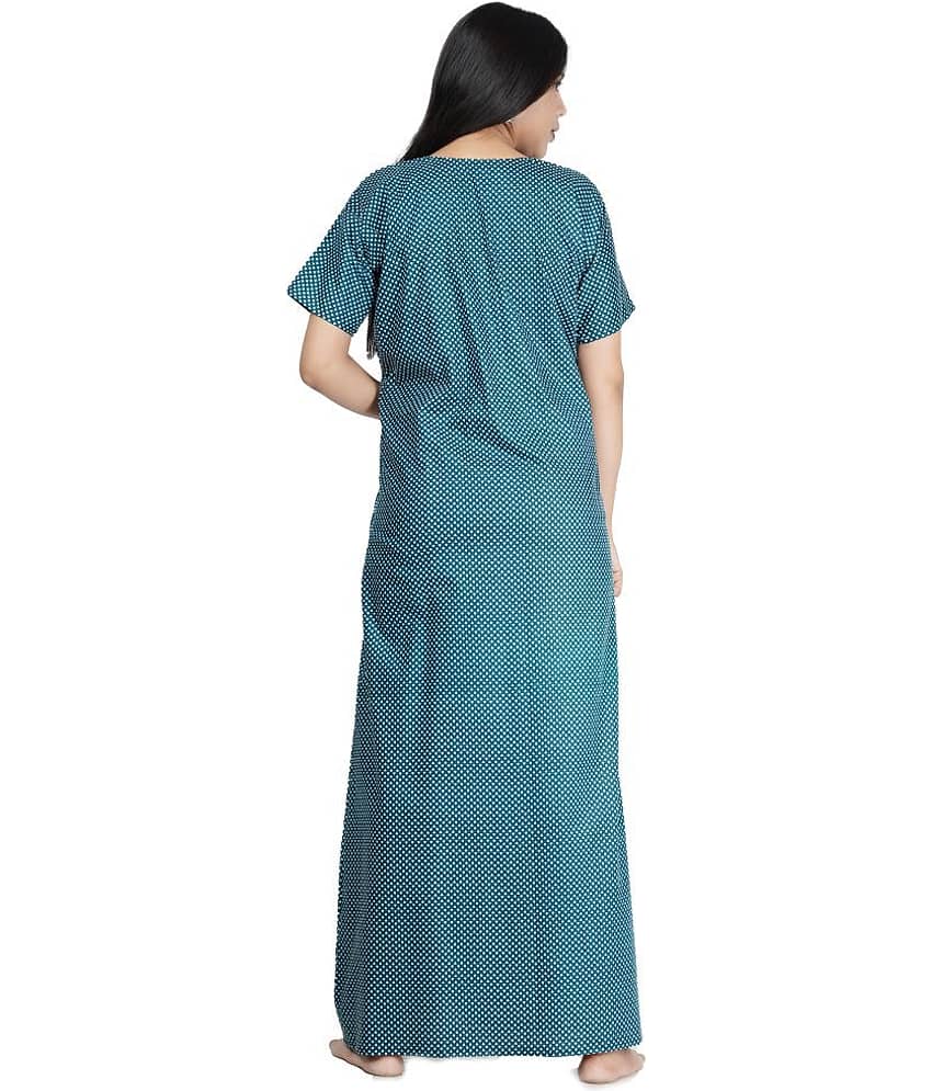 Favnic Cotton Nighty & Night Gowns - Green view 2