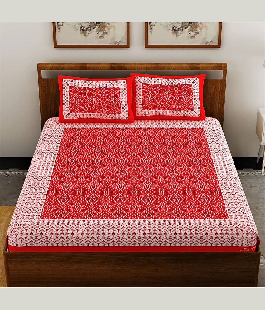Uniqchoice Cotton Queen Bedsheet ( Red )
