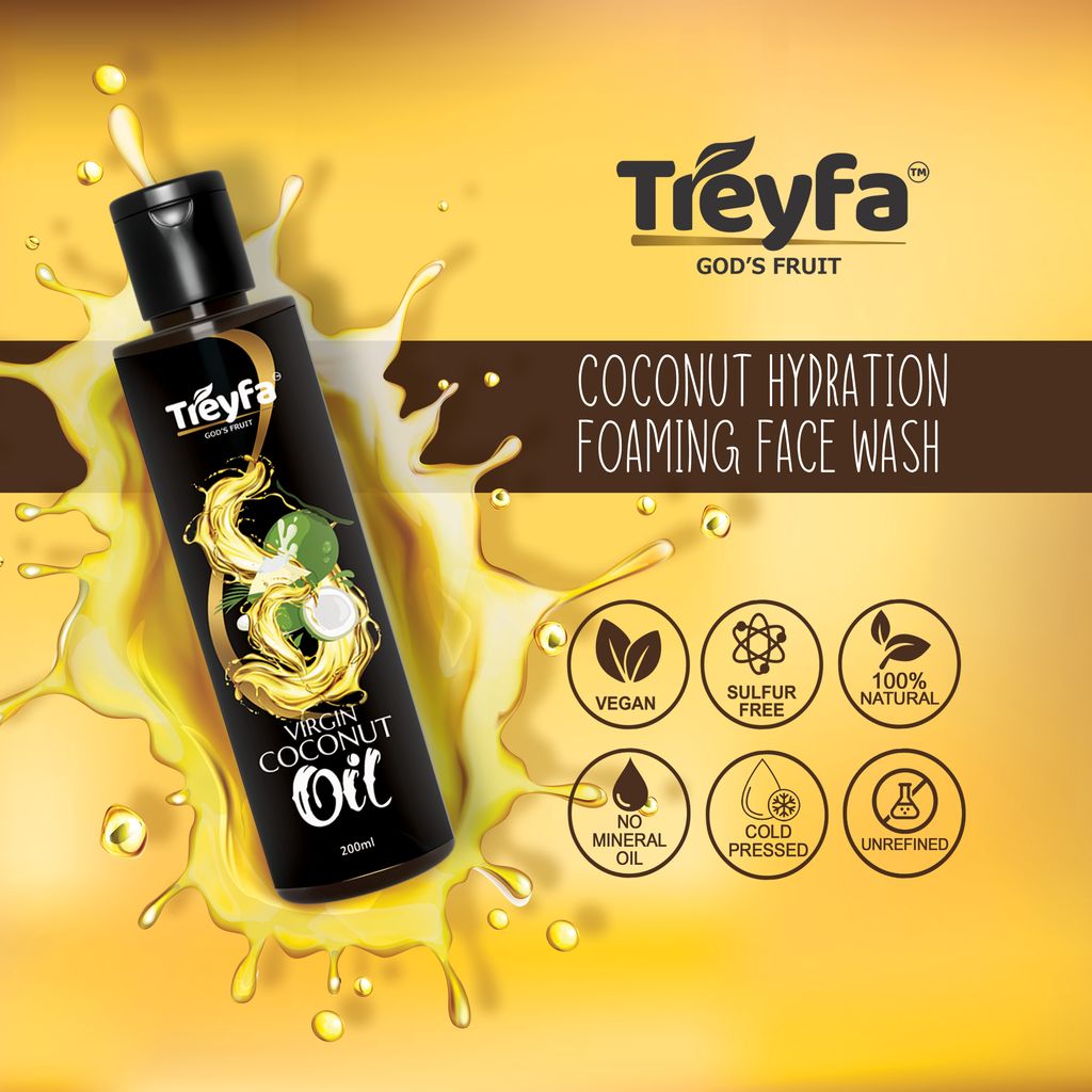 Treyfa Virgin coconut oil for hair, skin & cooking | Natural Raw Pure Organic Coconut Oil, Non-GMO, Unrefined & Cold Pressed oil for menं & womenं view 2
