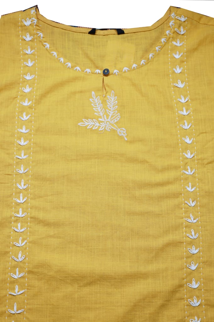 Yellow Embroidered Kurti - Classic Indian Ethnic Wear view 2
