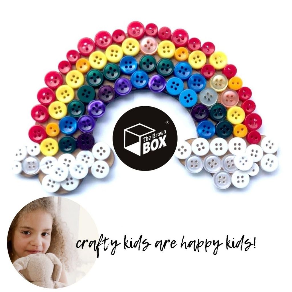 The brown box DIY Button Rainbow Mosaic Kit,Craft kit,Art and Craft Kit,DIY Kit,Hobby kit,Rainbow Theme Birthday Gift,Christmas Gift view 2