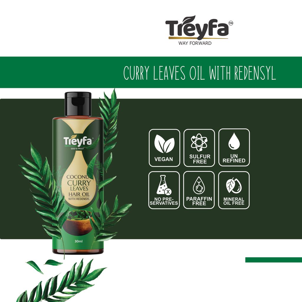 Treyfa Coconut curry leaves hair oil for hair strengthening, hair growth, and naturally black hair(30) view 2