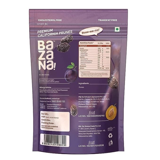 Bazana Premium Californian Prunes - Dried and Pitted Nutrient-Rich Plum Snack | 210g (Set of 2) | Delicious and Nourishing Superfood view 2