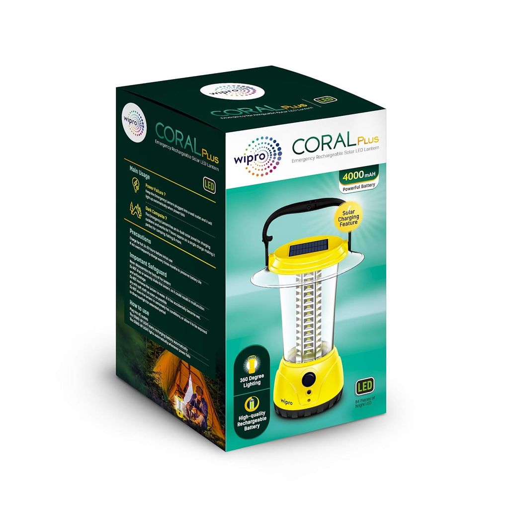 Coral Plus Rechargeable Solar LED Lantern (Pack of 1, Yellow) view 2