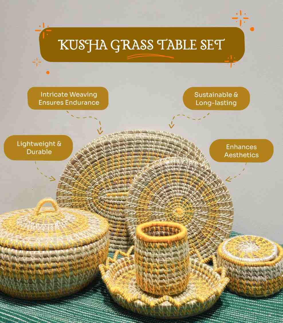 Kusha Grass Table Set- From the Forest of Himachal to Your Table view 2