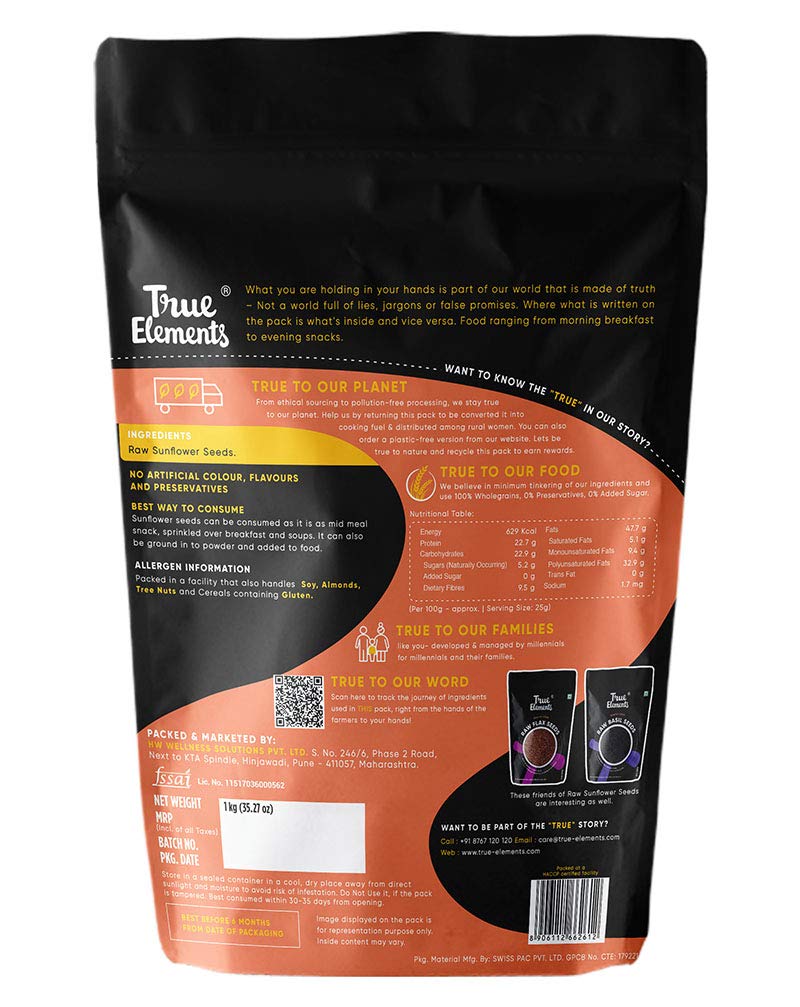 True Elements Sunflower Seeds Raw 1 Kg view 2
